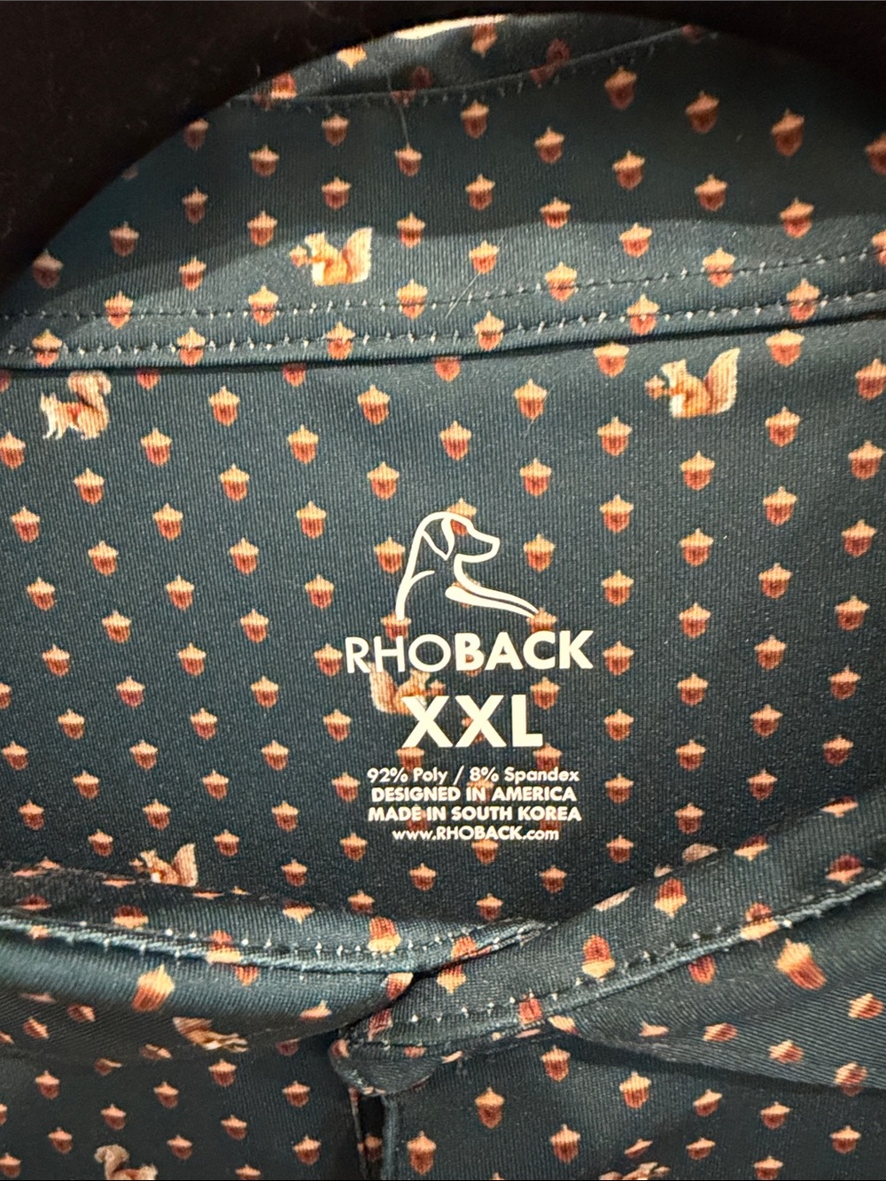 Rhoback Hunter Green Polo with Fall Print - Picture 2 of 8